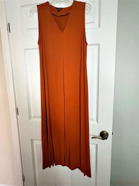 en THREAD Maxi V-Neck Dress in Orange Size Medium